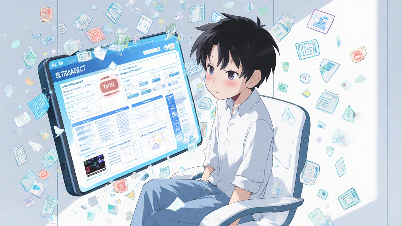 Person interacting with a surreal FDA REMS Dashboard on a smartphone surrounded by digital icons.